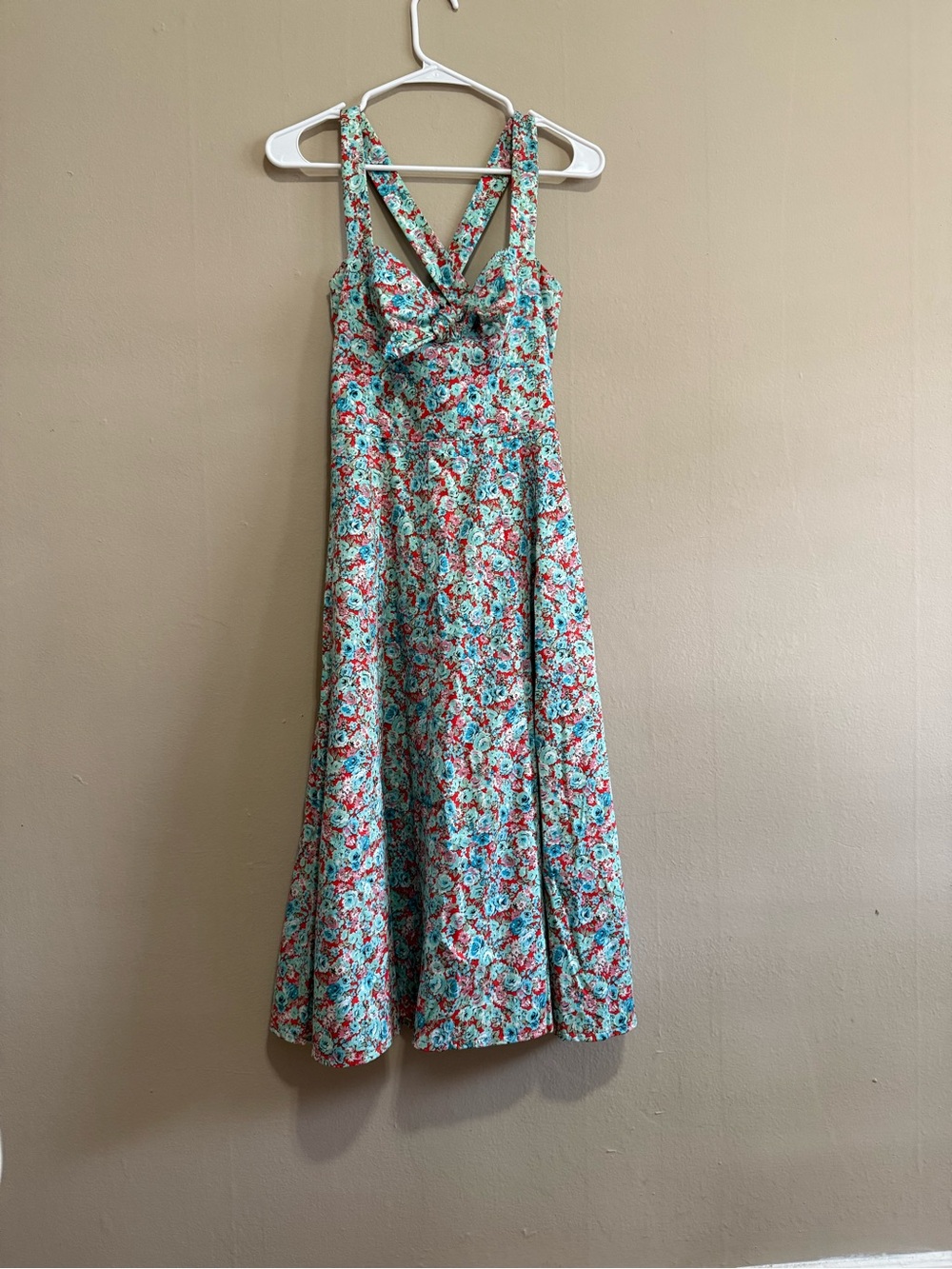 London Times Turquoise & Red Floral Dress